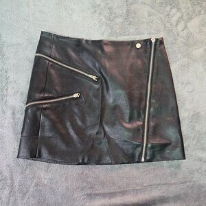 Kendall + Kylie Faux Leather Mini Skirt S Moto Zip Grunge Clubwear